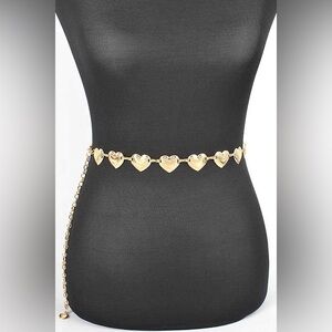 Gold or Silver Heart Metal Chain Statement Belt